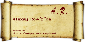 Alexay Rovéna névjegykártya